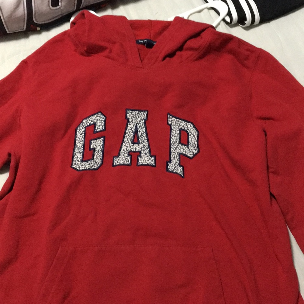 Red gap fleece sweater